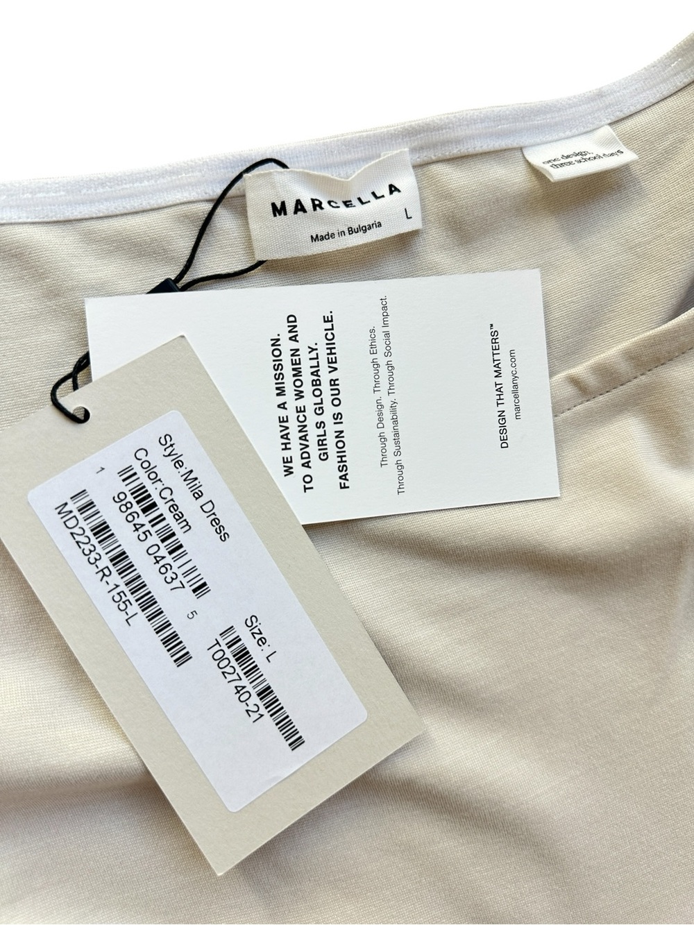 NWT Marcella Mila Dress L Cream Ponte Cotton Midi Fit Flare Pockets - Picture 6 of 15